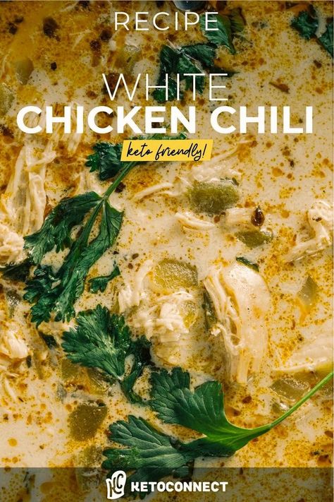 Keto White Chicken Chili, Green Chili Chicken Soup, White Chicken Chilli, Green Chili Soup, Protein Soup Recipes, Chicken Chili Soup, Green Chili Stew, Creamy Chicken Chili, White Chicken Chili Slow Cooker