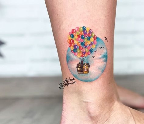 Tattoo photo - Balloon House tattoo by Andrea Morales Small House Tattoo, Disney Stitch Tattoo, House Tattoo, Balloon Tattoo, Balloon House, Mommy Tattoos, Triangle Tattoos, Incredible Tattoos, World Tattoo