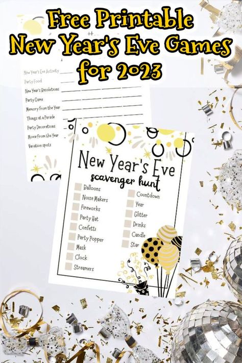 Looking for a fun activity for a New Year's Eve party? How about FREE printable game sheets for a Scavenger Hunt, Pictionary, and more? Print as many as you need! New Year's Eve Activities, New Years Eve Games, Eve Game, New Year's Party, Best Party Food, Party Poppers, Family Christmas Party, Free Printable Games, Festive Cookies