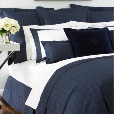 Ralph Lauren Suite Glen Plaid.  Current. Navy Bedrooms, Navy Bedding, Plaid Bedding, Ralph Lauren Bedding, Blue Comforter, House Beds, Luxury Bedding Sets, Glen Plaid, Blue Bedding