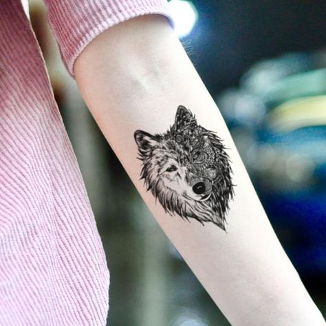 Wolf Symbol Tattoo, Wolf Tattoo Hand, She Wolf Tattoo, Alpha Wolf Tattoo, Friendship Symbol Tattoos, Wolf Symbol, New Beginning Tattoo, Custom Temporary Tattoos, Symbol Tattoo