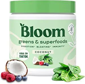 Bloom Nutrition Super Greens Powder Smoothie & Juice Mix - Probiotics for Digestive Health & Bloating Relief for Women, Digestive Enzymes with Superfoods Spirulina & Chlorella for Gut Health (Coconut) Bloom Greens, Green Powder Smoothie, Bloom Nutrition, Green Juice Smoothie, Greens Supplement, Green Superfood Powder, Gut Inflammation, Super Greens Powder, Viral Products