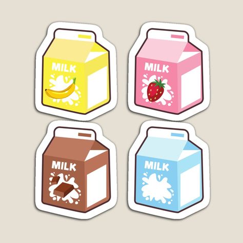 Milk Carton Illustration, Milk Sticker, Milk Strawberry, Cute Milk, Milk Cartons, Pop Art Illustration, Milk Carton, Chocolate Strawberry, Strawberry Milk