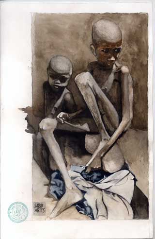 No Poverty Poster Drawing, Food Poverty Art, Poverty Drawing Ideas, Poverty Artwork Ideas, Poverty Painting, Poverty Artwork Painting, Human Sketch, Watercolor Scenery, Indian Art Gallery