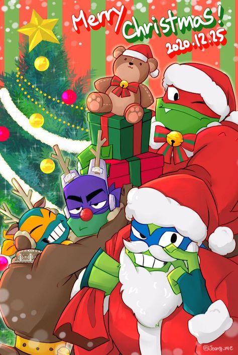 Tmnt Christmas Wallpaper, Tmnt Christmas Pfp, Rottmnt Christmas Pfp, Rottmnt Christmas, Tmnt Christmas, Teenage Mutant Ninja Turtles Christmas, Ninja Turtles Funny, Ninja Turtles Artwork, Tmnt Artwork