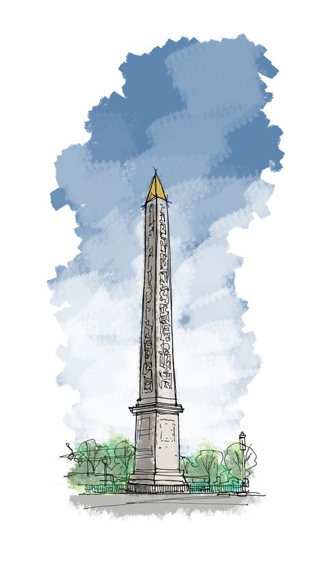 Cleopatra's Needle, History Drawing, Paris Drawing, History Drawings, All The Bright Places, Travel History, Travel Drawing, Sport Poster Design, Egyptian Culture