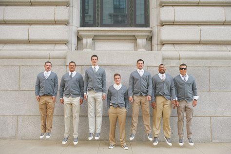 Cardigans and Khakis.  Cute Groomsmen Sweaters, The Cardigans, Boutique Wedding, Cleveland Wedding, Clean Slate, It's Raining, Wedding Boutique, Wedding Event Planning, Casual Wedding