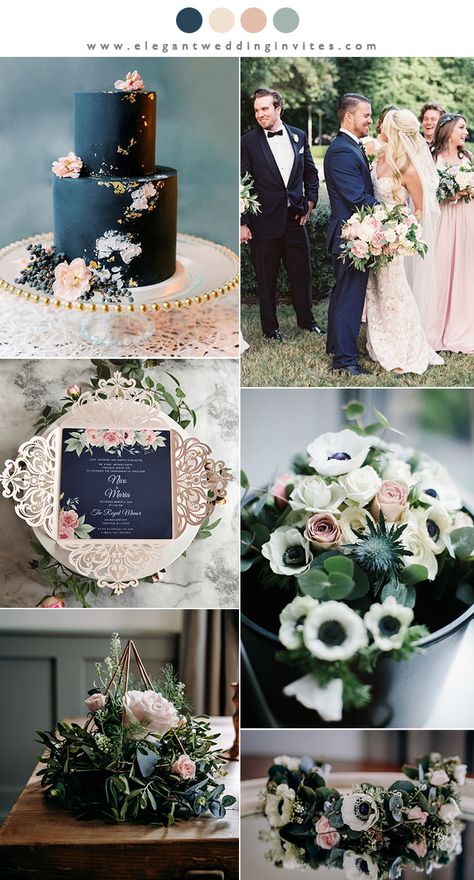 How could we forget navy and blush if for classic and timeless wedding colors? Many wedding couples prefer this color combo because it brings a nice balance between the masculine and the feminine.The effect of the two together is timeless and a bit preppy.With these colors your big day will be amazing!  Therefore get inspired by[...] READ ARTICLE Classic Wedding Colors, Navy Wedding Ideas, Wedding Colors Ideas, Blush And Navy Wedding, Blush Wedding Theme, Navy Wedding Colors, Blue And Blush Wedding, Blush Wedding Colors, Navy And Blush