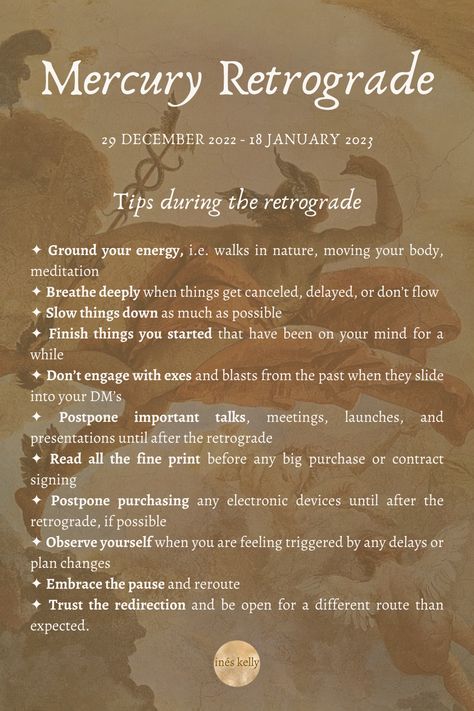 The next retrograde will begin on 29 December 2022 - 18 January 2023. Remember there is always a pre- and post-shadow energy of every retrograde. An easing into and out of the energy. Meaning about two weeks before and after. #mercury #retrograde #mercuryretrograde Mercury Retrograde 2023, Mercury Retrograde Quotes, Mercury Retrograde Meaning, Retrograde 2023, Retrograde Meaning, What Is Mercury Retrograde, Saturn Return, Capricorn Season, Astrology Meaning