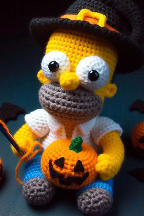 Crafting a Halloween-themed crochet Homer Simpson is a unique and entertaining project that brings together your love for the iconic character and the spooky season. Charmed Characters, Homer Simpson, Iconic Characters, Amigurumi Crochet, Crochet Crafts, Spooky Season, Festival Decorations, Halloween Themes, Halloween Fun