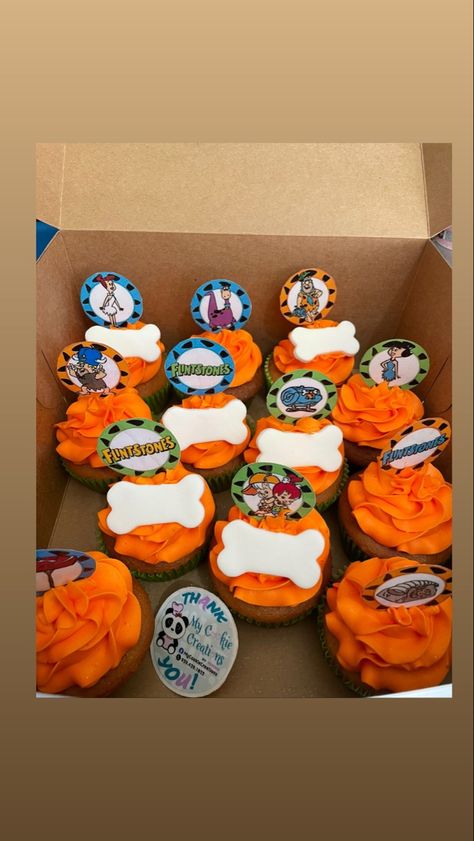 Flinstones Birthday Party Treats, Flinstones Cupcakes, Bambam Birthday, Cupcakes For Birthday, Bridal Shower Tablescape, Flintstones Costume, 1st Birthday Party Themes, 1st Birthday Themes, 2nd Birthday Party Themes