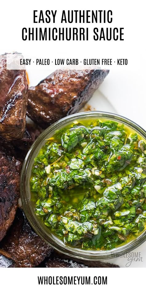 The Best Authentic Chimichurri Sauce Recipe - Want to know how to make chimichurri sauce? It's super easy! This authentic Argentinian chimichurri sauce recipe is the perfect topping for steak. How To Make Chimichurri, Argentinian Chimichurri, Chimichurri Steak, Chimichurri Sauce Recipe, Sauce Pesto, Chimichurri Recipe, Dip Sauce, Wholesome Yum, Boiled Egg Diet Plan