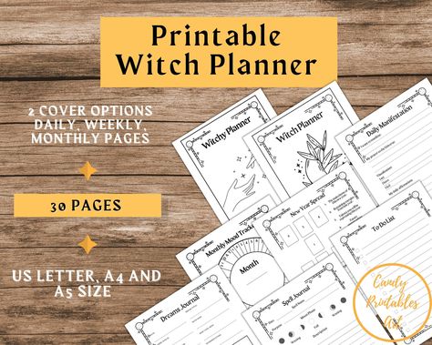 Witchy Planner, Printable Journal With Daily Witch Planner, Witchy Journal, Witchy Planner, Witch Kit, Journal Templates, Sticker Organization, Planning Pages, Life Binder, Daily Planning