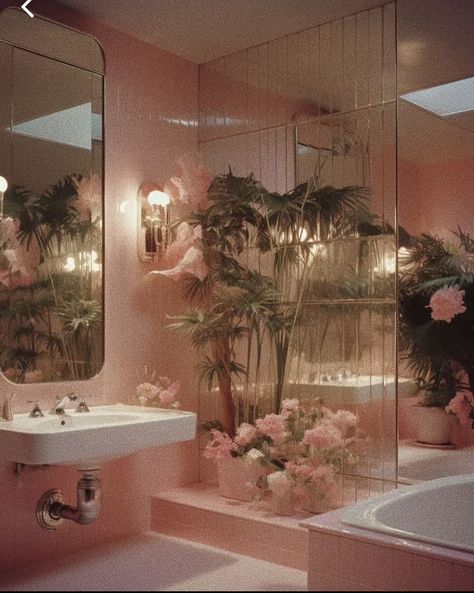 Pink Penthouse, 1980s Interior Design, 1980s Interior, 90s Interior, 80s Interior Design, Chrome Pink, 80s House, 80s Art Deco, Glam House