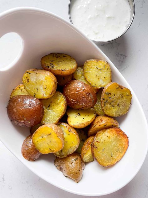 Baked Saffron Potatoes Recipe Saffron Potatoes Recipe, Saffron Potatoes, Simple Spinach Salad, Saffron Recipes, Mini Potatoes, Peri Peri Chicken, Tzatziki Sauce, 9x13 Baking Dish, G K