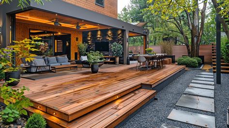 The Benefits of a Covered Deck Modern Composite Deck, Deck Off Master Suite, Deck Off Master, Pool Pergola, Building An Addition, Deck Party, Covered Deck, Deck Builders, Deck With Pergola