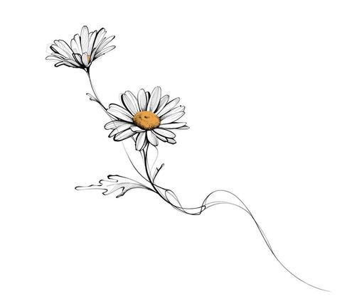 Mother Daughter Daisy Tattoo, Flower Text Tattoo, Daisy Tattoo Designs, Daisy Flower Tattoos, Daisy Drawing, Wildflower Tattoo, Tattoos For Women Flowers, Daisy Tattoo, Petite Tattoos