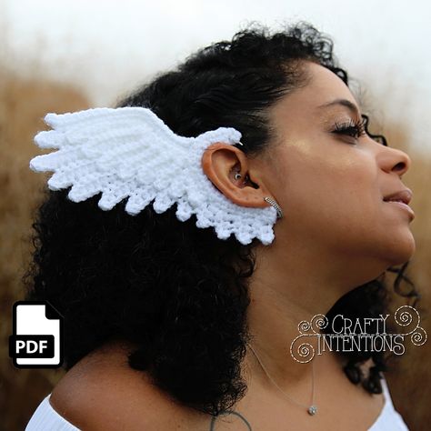 Crochet Feathers Free Pattern, Victorian Crochet Patterns, Angel Wing Ear Cuff, Crafty Intentions, Spike Ear Cuff, Unique Ear Cuffs, Flower Ear Cuffs, Crochet Feather, Octopus Crochet Pattern