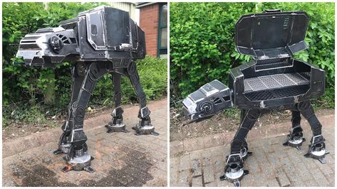 An Incredible Welded Steel AT-AT Walker BBQ Grill