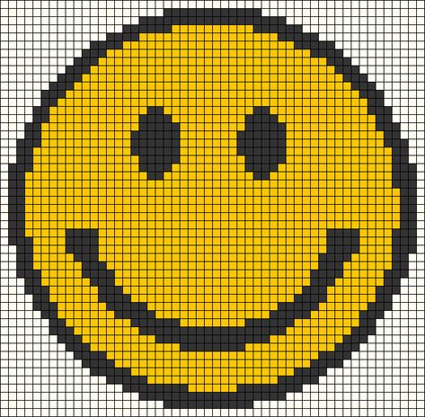 Smiley Face Pixel Art, Smiley Face Crochet Patterns, Smiley Face Cross Stitch Pattern, Smiley Face Alpha Pattern, Smiley Face Pillows, Emoji Happy, Pixie Art, Smiley Face Emoji, Yellow Tapestry