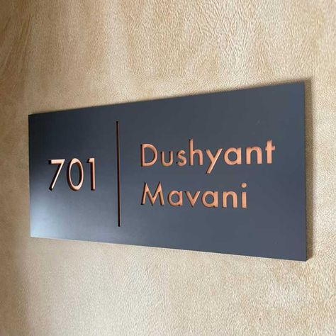 Entrance Name Plate Design Modern, Apartment Name Plate Design, Building Name Plate Design, Door Name Plates Design, House Name Plate Design Outdoor, Modern House Name Plate Design, Entrance Name Plate Design, Wooden Name Plates For Home, House Name Plate Design