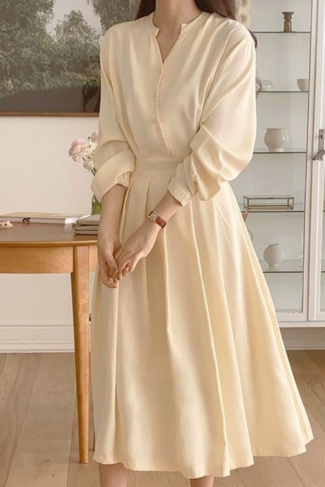 Women Dresses Casual, Shirt Dress Long, Spring Evening, Dress Shirt Dress, Elegant Prom, Pakaian Feminin, Modest Dresses Casual, Modesty Fashion, Korean Fashion Dress