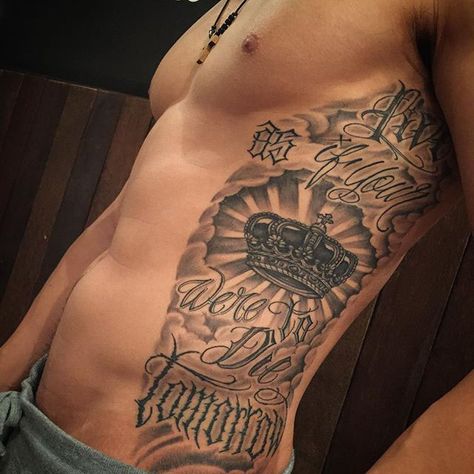 chicano tattoo torso side                                                                                                                                                     More Chicano Tattoo Designs, Side Body Tattoo, Torso Tattoos, Chicano Tattoo, Best Tattoo Ideas, Body Tattoo, Crown Tattoo, Human Hand, Tattoo Design Drawings