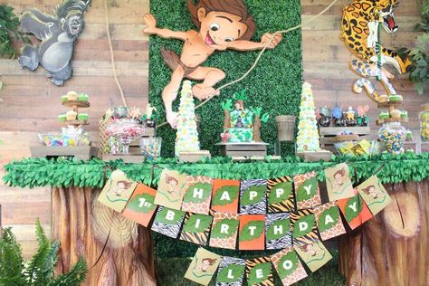 Disney Tarzan Birthday Party Ideas | Photo 9 of 14 Tarzan Birthday Party Ideas, Tarzan Birthday Party, Boys First Birthday Party Ideas, Disney Birthday Party, Baby Boy 1st Birthday Party, Second Birthday Ideas, Wild One Birthday Party, Birthday Disney, Baby Boy 1st Birthday