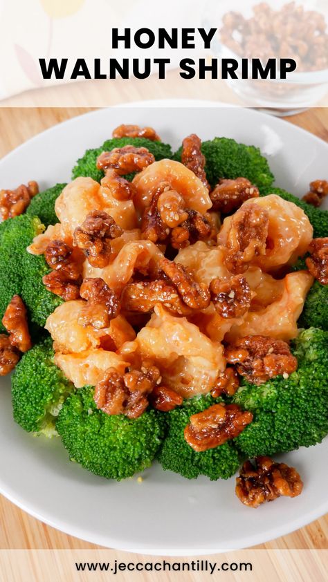 Honey Walnut Shrimp Recipe - Jecca Chantilly Honey Glazed Walnuts Recipe, Walnut Shrimp Recipe, Honey Glazed Walnuts, Banquet Food, Honey Shrimp, Glazed Walnuts, Walnut Shrimp, Honey Walnut, Honey Walnut Shrimp