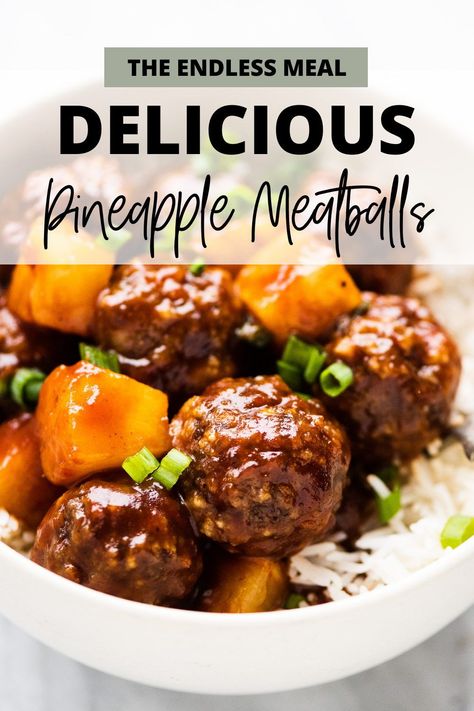 Pineapple Sauce For Meatballs, Pineapple Barbecue Meatballs, Pineapple Bbq Meatballs, Teriyaki Pineapple Meatballs, Pork And Beef Meatballs, Pineapple Meatballs, Bbq Pineapple, Rice For Dinner, Baked Coconut Shrimp