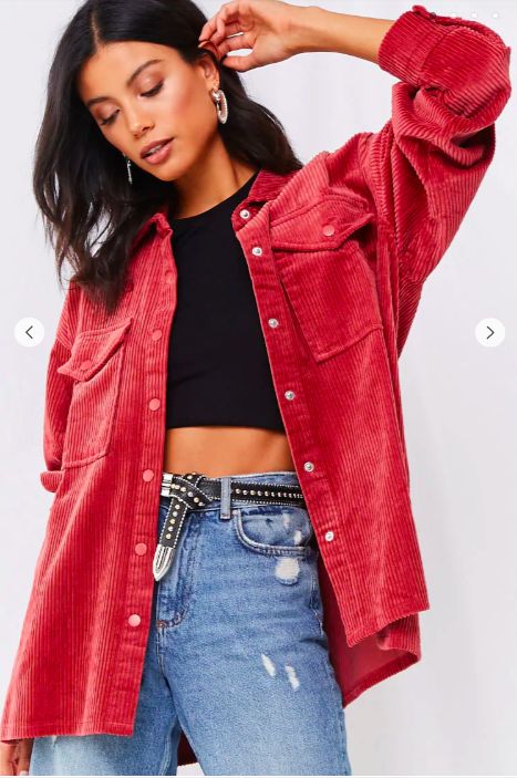 Red Corduroy Jacket, Jacket Outfit, Corduroy Jacket, Casual Shirt, Look Cool, My Baby, Jacket Outfits, Shirt Jacket, Fashion Inspo Outfits