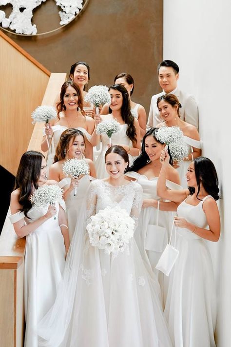 Wedding Entourage Flowers, Entourage Flowers, Wedding Entourage Gowns, Groomsmen Photoshoot, Barong Wedding, Bridesmaid Photography, Minimalist Wedding Gown, Braidsmaid Dresses, Filipiniana Wedding