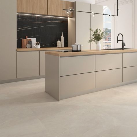 - Beige Floor Tile, Taupe Kitchen, Sand Floor, Neutral Kitchen, Beige Kitchen, Hus Inspiration, Kitchen Floor Tile, Kitchen Inspiration Design, Porcelain Flooring