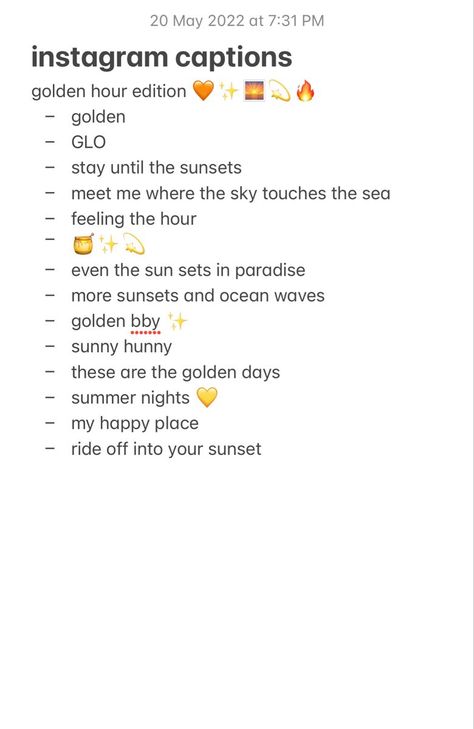 golden hour/sunset captions instagram 🧡 Sunset And Him Caption, Sunsets Caption For Instagram, Sunrise And Sunset Captions, Instagram Caption For Sunset Pic, Sunset Photography Captions, Sunset Pic Quotes, Caption For Instagram Sunset Post, Golden Hour Aesthetic Captions, Captions For Golden Hour Pics