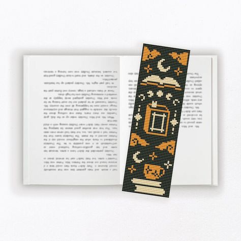 Bookmark Cross Stitch Pattern PDF Boho Cross Stitch | Etsy Stitch Reading, Book Chart, Gothic Cross Stitch, Bookmark Cross Stitch Pattern, Bookmark Cross Stitch, Witch Cross Stitch, Star Bookmark, Wedding Cross Stitch Patterns, Boho Cross