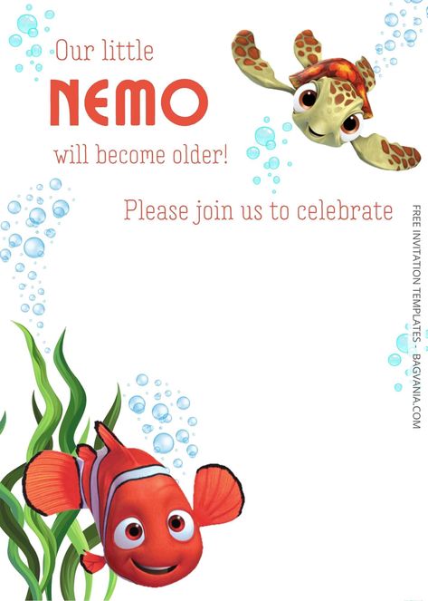 Free Dive into Fun: Hosting an Unforgettable Finding Nemo Theme Party #free #freeinvitation2019 #birthday #disney #invitations #invitationtemplates Finding Nemo Birthday Invitations Template, Finding Nemo Party Invitations, Finding Nemo Birthday Party Invitations, Nemo Birthday Party Invitations, Nemo Birthday Invitations, Nemo Themed Birthday Party, Nemo Invitation, Finding Nemo Birthday Party Ideas, Finding Nemo Decorations