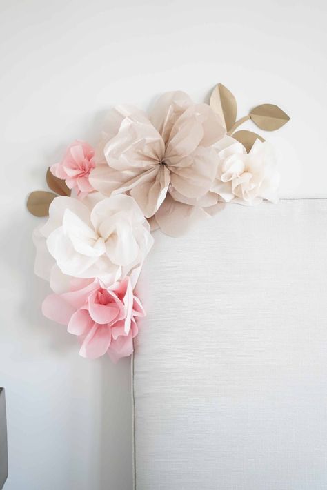 how to make paper flowers for nursery, paper flower wall decor bedroom, all decoration with paper flowers by step by step how to attach paper flowers to wall Tissue Paper Flower Wall, Diy Paper Flower Wall Decor, Giant Paper Flower Backdrop, Diy Paper Flower Wall, Large Paper Flower Template, Paper Flower Backdrop Diy, Paper Flower Backdrop Wedding, Flower Backdrop Wedding, Tissue Flowers