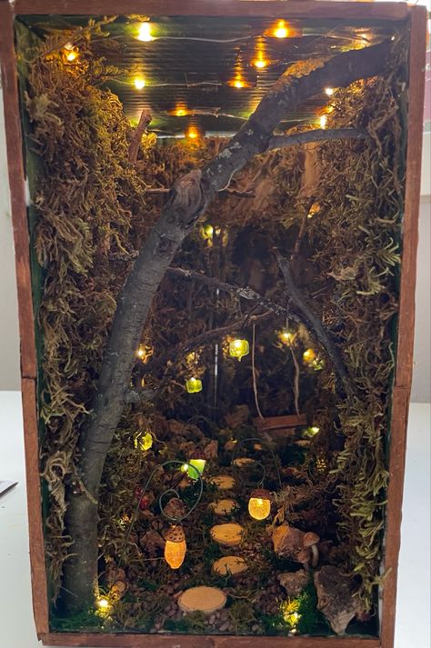 Fairy Garden Book Nook, Enchanted Forest Book Nook, Enchanted Forest Diorama, Enchanted Bookshelf, Forest Book Nook, Shoe Box Diorama, Book Diorama, Fairy Garden Books, Enchanted Fairy Forest