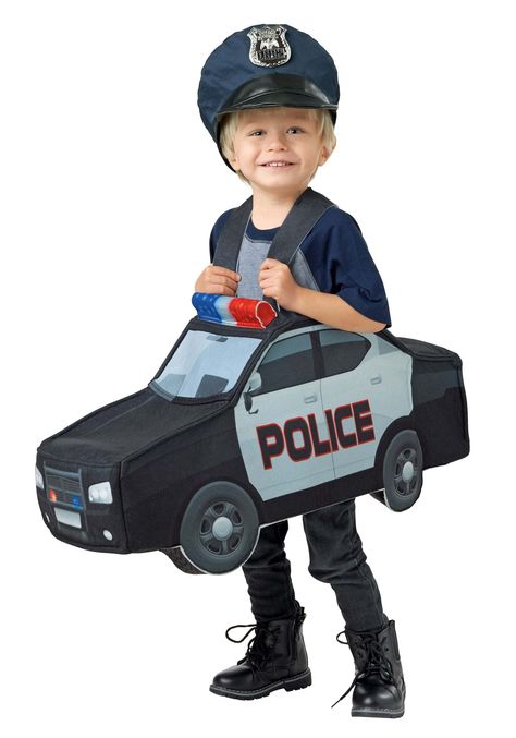 PRICES MAY VARY. Felt Size: 2T/4T POLICE CAR COSTUME: This cop car costume is made of 100% polyester stiffened felt for durability and comfort. The police costume features a car-shaped tunic with an open bottom, waist opening, and shoulder straps for a secure fit, measuring approximately 26"L x 8" W x 12"H with all-over printed graphics. DURABLE & COMFORTABLE: The police car costume for kids includes a faux leather police hat to complete the look. This police car costume for kids enhances the tr Police Car Costume, Mike Wazowski Costume, Cars Halloween Costume, Car Costume, Car Outfit, Kids Police, Police Hat, Police Costume, Cos Play