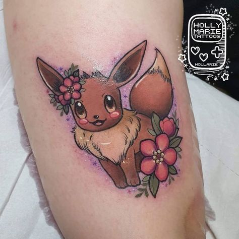 Eevee Tattoo, Gamer Tattoos, Video Game Tattoo, Holly Marie, Tattoo Color, Pokemon Tattoo, Original Pokemon, Like A Rock, S Tattoo