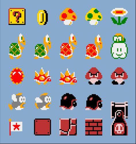 Mario Brothers video games 8bit Mario, Retro Mario, 8 Bit Video Game, Mario 8 Bit, Mario Design, Mario Castle, Mario Game, Super Mario Bros 1985, Mario Yoshi