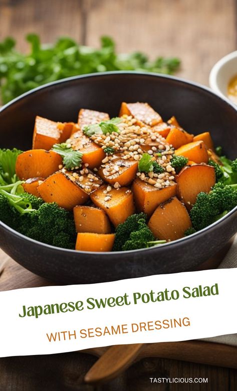 japanese sweet potato salad recipe best salad recipe ideas with sesame dressing potato salad recipe with egg simple potato salad recipe ideas quick salad recipe ideas for dinnner Japanese Sweet Potatoes, Quick Salad Recipes, Sweet Potato Salad Recipe, Healthy Chicken Salad Recipe, Green Herbs, Sweet Potato Salad, Healthy Pasta Salad, Japanese Sweet Potato, Easy Potato Salad