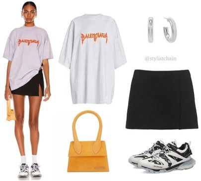 90s 2000s Fashion, Outfit Oversize, Sporty Looks, Logo Tshirt, Barbie Dress Fashion, Outfit Plan, Micro Mini Skirt, Sporty Casual, Streetwear Fashion Women