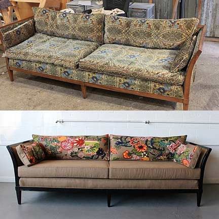 Reupholstered sofa, look for frames in excellent condition Upcycled Sofa, Sofa Reupholstered, Jewelry Shop Display, Sofa Makeover, Appartment Decor, Foam Sofa, Interior Colors, Old Sofa, Diy Couch