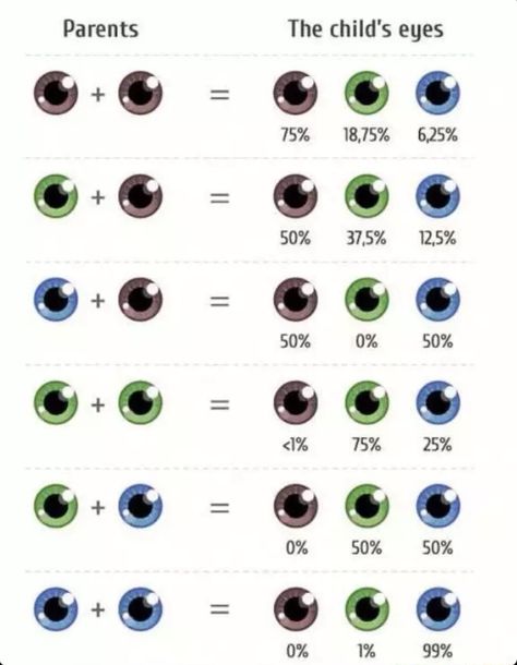 Eye color gene probability chart Eye Color Chart Genetics, Eye Color Chart, The More You Know, Useful Life Hacks, Future Kids, Viral Pins, Things To Know, Writing Tips, Writing Prompts