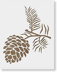 Pine Cone Drawing, Christmas Orniments, Pine Cone Art, Laser Cut Stencils, Tree Stencil, Plastic Stencil, Wall Stencil, Wall Stencils, Seal Design