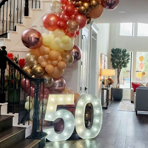 Milestone Birthday Ideas, Light Up Marquee Letters, Birthday Celebration Decorations, 50th Birthday Celebration, Celebration Decorations, 80th Birthday Decorations, Balloons Decoration, Adult Party Themes, Garland Backdrops