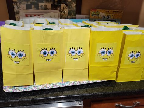 Spongebob Goodie Bags, Spongebob Birthday, Goodie Bags, Party Ideas, Birthday