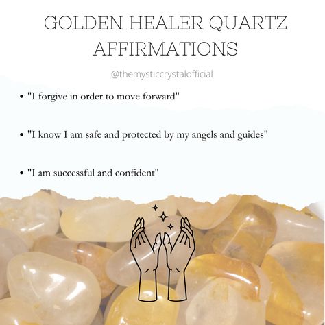 Find out more information about Golden Healer Quartz on my website. Follow the link for more details. Ethically sourced crystals are available for sale there as well! Don't forget to subscribe to our newsletter Golden Healer Crystal, Golden Healer Crystal Meaning, Golden Healer Quartz Meaning, Crystal Affirmations, Crystal Grimoire, Witch Journal, Golden Healer Quartz, Natural Philosophy, Radiant Energy