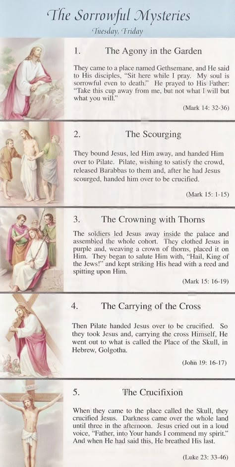 The Sorrowful Mysteries Of The Rosary, Rosary Mysteries Catholic, Sorrowful Mysteries, Mysteries Of The Rosary, Sorrowful Mysteries Of The Rosary, Catholic Bible Verses, Rosary Mysteries, Rosary Prayers Catholic, Catholic Prayers Daily